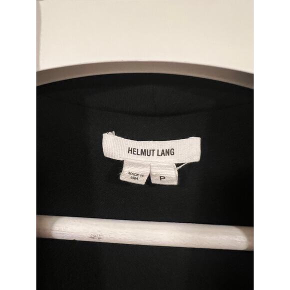 Helmet Lang Faux wrap 100% Leather Trim Blouse Black XSmall Viscose Wool - Picture 4 of 8